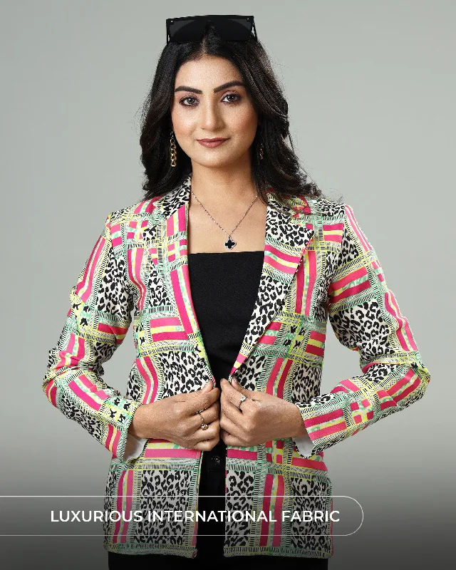 Get Ready to Save!Luxe Layers: Women's Leopard Checks Print Jacket