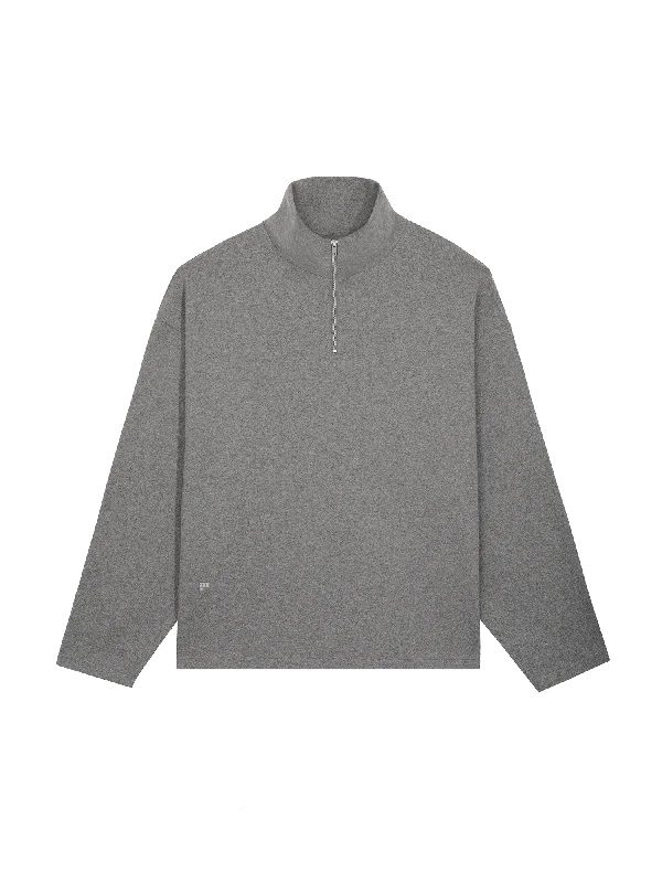 Hot Deals You Can’t Resist!Men's Recycled Wool Jersey Half-Zip Sweater—volcanic grey