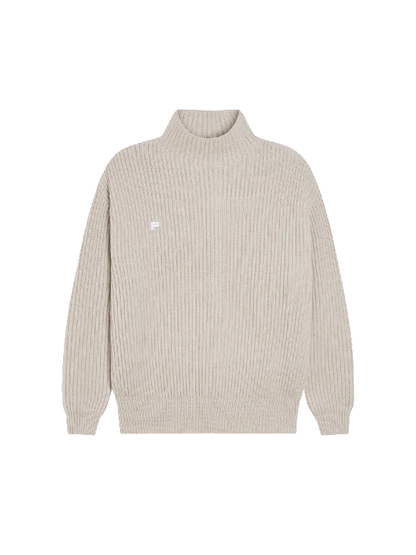 Your Favorite Sale is Back!Womens Recycled Cashmere Funnel-Neck Sweater—oatmeal