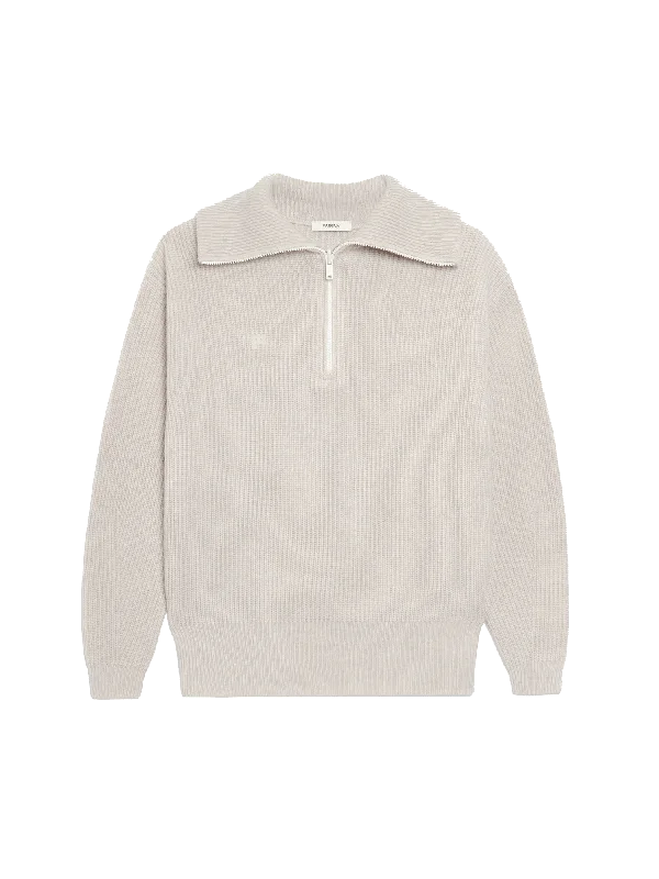 Today’s Deals, Tomorrow’s Regrets!Womens Recycled Cashmere Half Zip Sweater—oatmeal