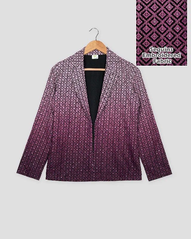 Every Deal is a Steal!Royal Edit: Pink Ombre Embroidered Notched Collar Jacket