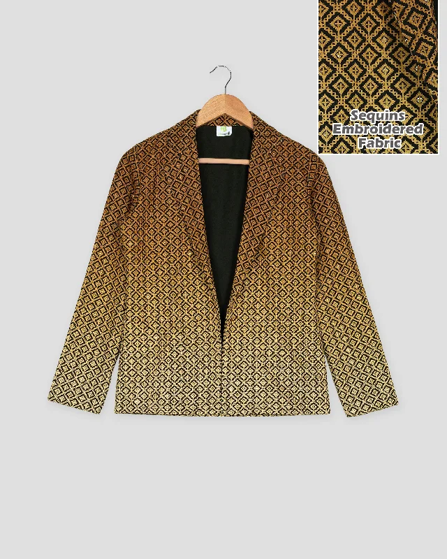 Your Shopping Spree Starts Here!Royal Edit: Yellow Ombre Embroidered Notched Collar Jacket