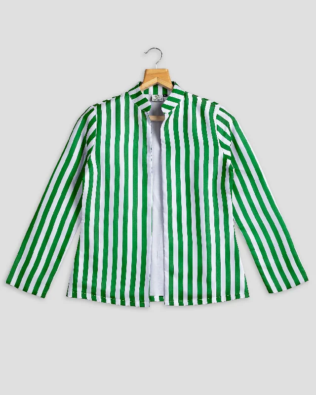 More Discounts, More Joy!Green Stripes Hangup Jacket For Women