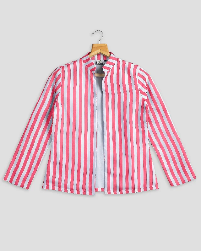 Every Deal is a Steal!Pink Stripes Hangup Jacket For Women