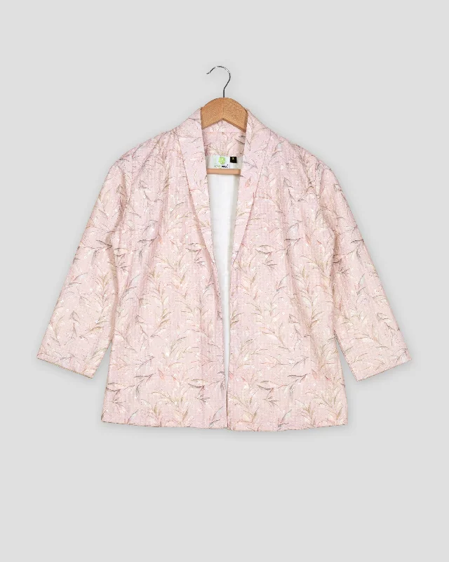 Amazing Prices You Can’t Resist!Sequins Thread Work Embroidery Leaf Women's Jacket