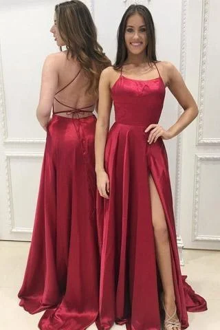 Best Deals Just for You!Sexy Simple Design Backless Side Slit Red Prom/Evening Dresses PG560