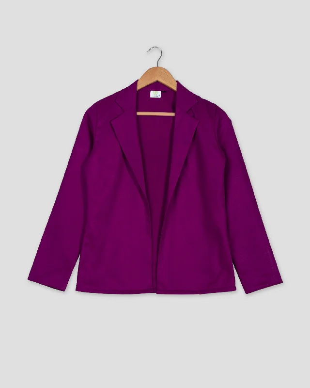 Limited Stock Available!Solid Edit : Plain Indigo DarkPurple Jacket For Women