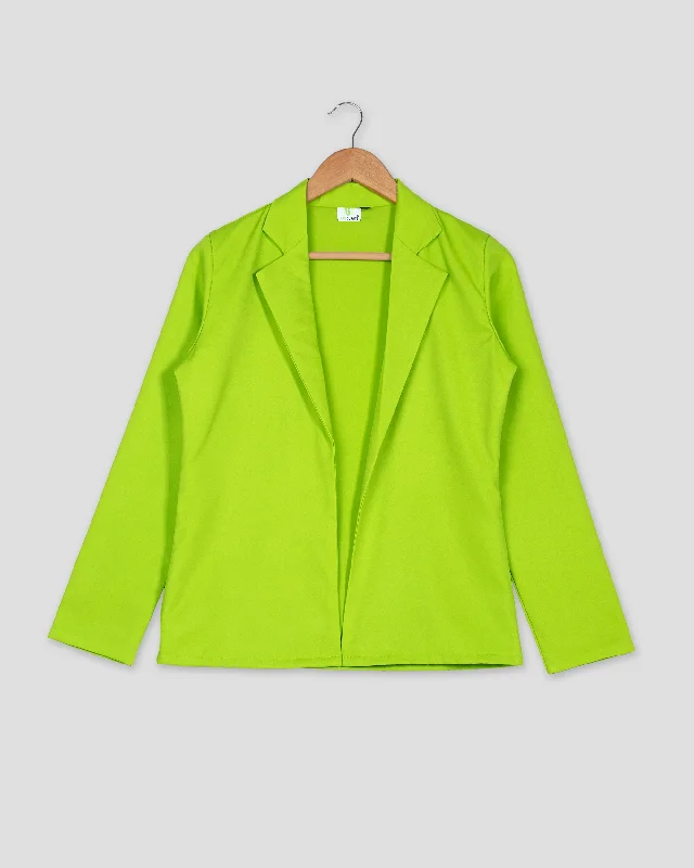 Save Up to 50% Off!Solid Edit : Plain Kelly Green Jacket For Women