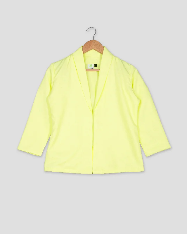 Biggest Sale of the Season!Solid Edit : Plain Pastel Yellow Jacket For Women