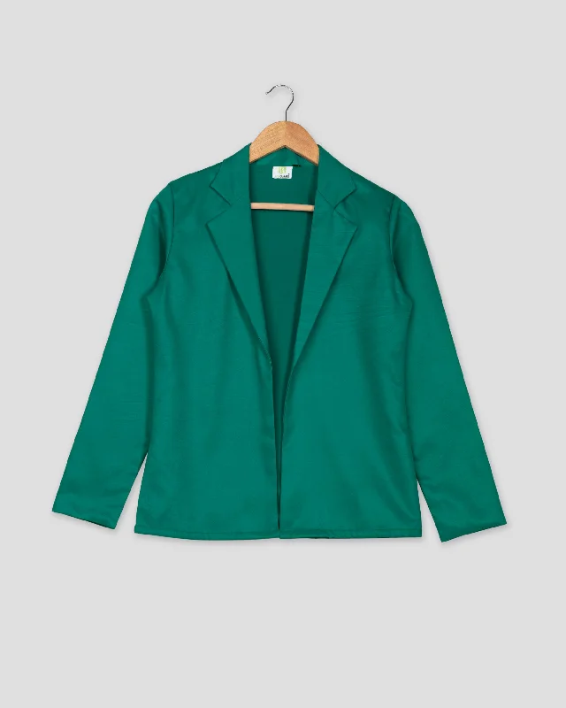 Limited Time Offer!Solid Edit : Plain Pine Green Jacket For Women