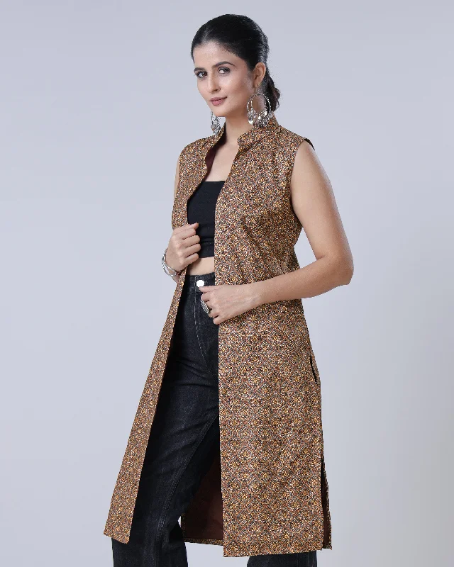 Buy More, Save More!Vintage Mughal Art Sleeveless Long Jacket For Women