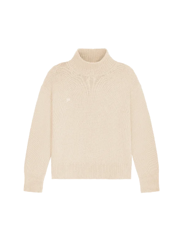 Sale Alert – Get Ready to Shop!Women's Recycled Cashmere Turtleneck Sweater—ecru ivory