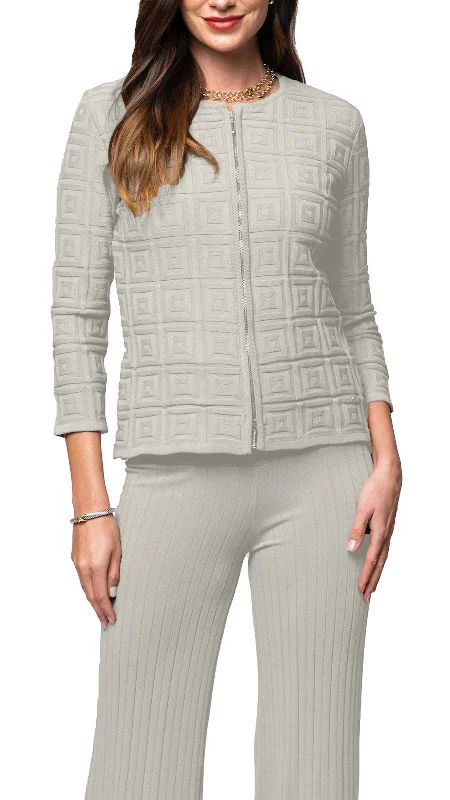 Hurry, Sale Ends Soon!Zia Square-Detail Knit Jacket ; Beige