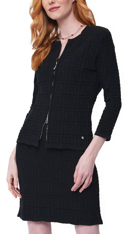 Lowest Prices Guaranteed!Zia Square-Detail Knit Jacket ; Black