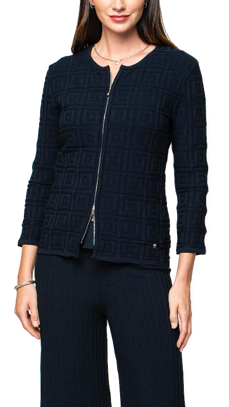 Shop Early, Save Big!Zia Square-Detail Knit Jacket; Dark Navy