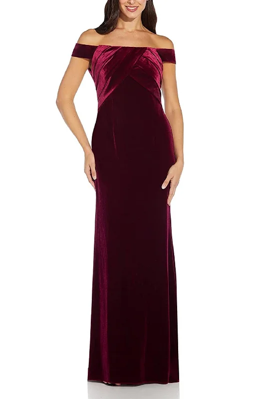 Shop the Hottest Deals!Adrianna Papell AP1E206226 Off Shoulder Pleated Long Velvet Formal Dress