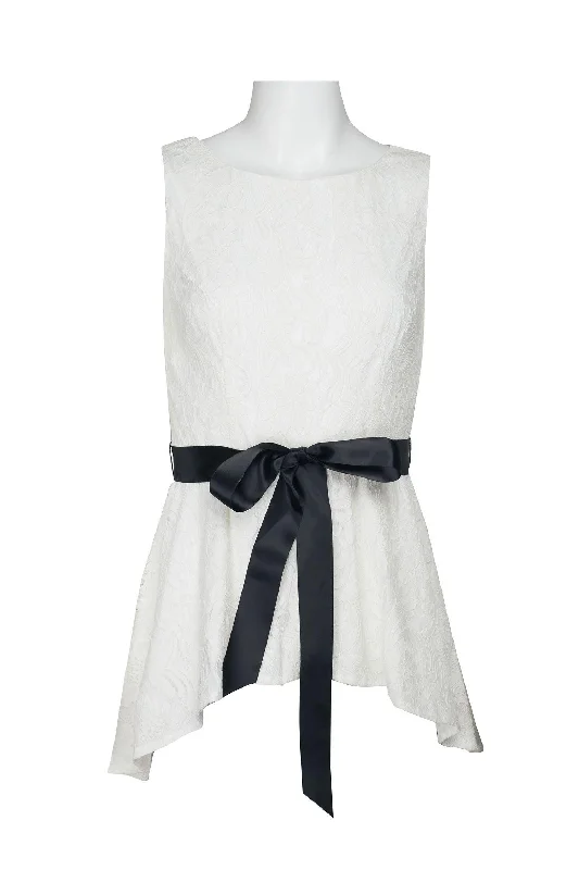 Act Fast – Limited Time Savings!Adrianna Papell AP1E206884  Sleeveless Tie Waist High Low Hem Lace Top