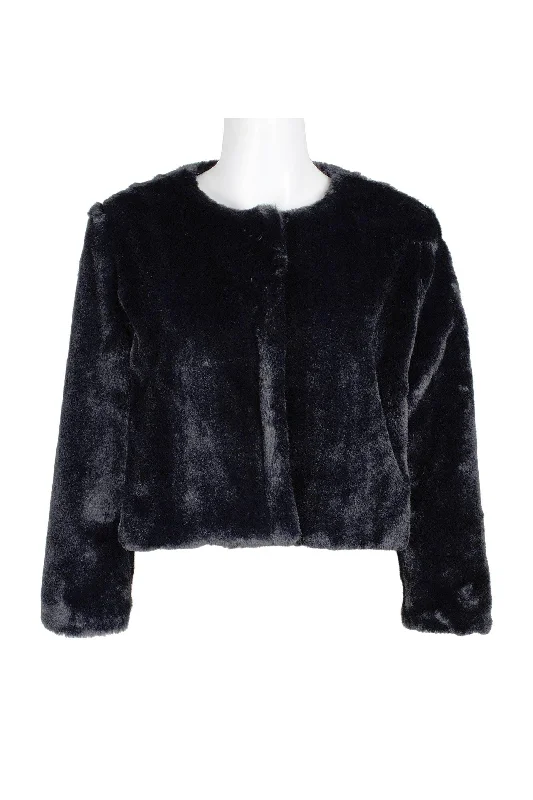 Time to Save Big!Adrianna Papell AP1E207063 Crew Neck 3/4 Sleeve Fur Jacket