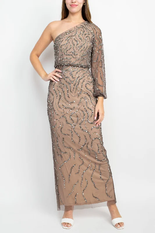 Bigger Savings, Better Shopping!Adrianna Papell AP1E208694 One Shoulder Blouson Slit Back Formal Dress