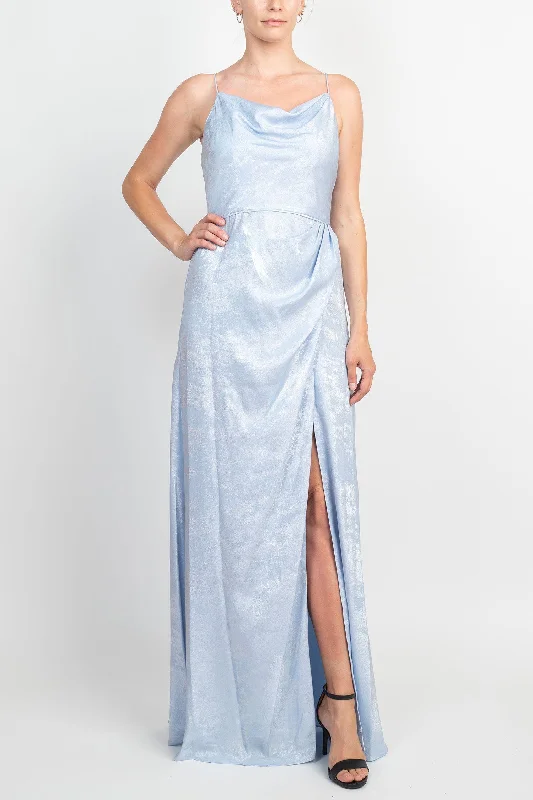 Sale Alert – Get Ready to Shop!Adrianna Papell AP1E208881 Sleeveless Slit Front Gathered Formal Metallic Crepe Dress
