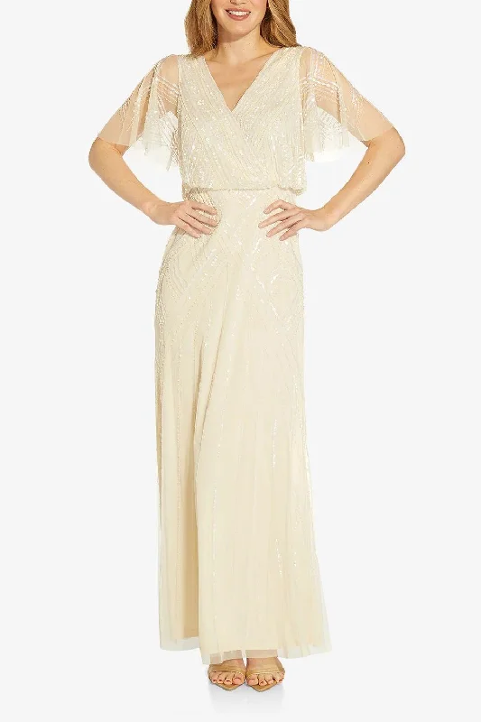 Seasonal Sale – Shop Now!Adrianna Papell AP1E209650 Long Flutter Sleeves Formal Dress