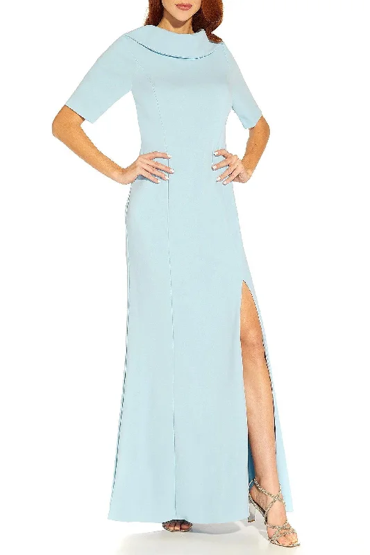 Everything Must Go!Adrianna Papell AP1E209924 Short Sleeves Back Fomal with  Slit Long Dress