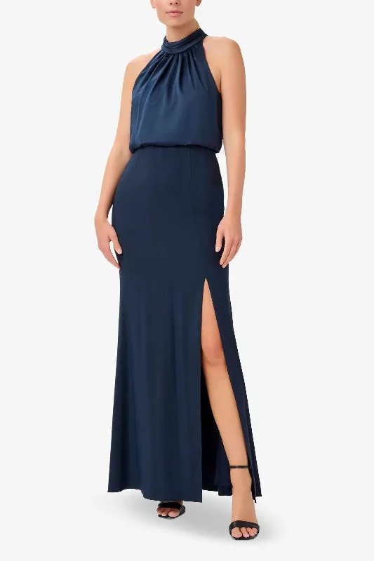 Shop the Hottest Deals!Adrianna Papell AP1E210064 P Halter Neck Sleeveless Formal Sleeveless Long Dress