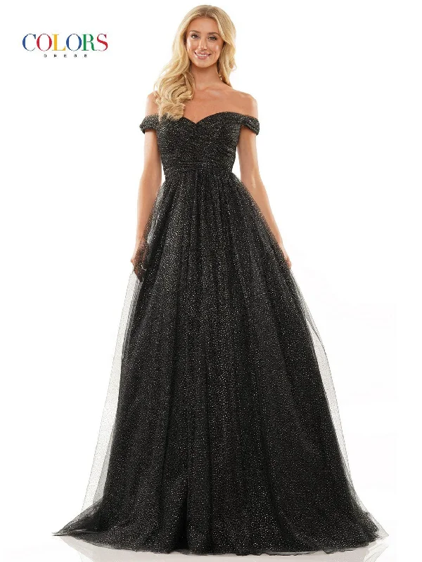 Unlock Huge Savings Now!Colors 2888 Prom Long Off Shoulder Glitter Ball Gown