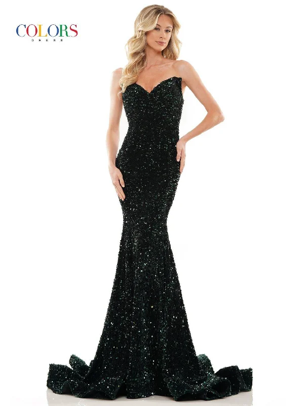 Best Offers of the Month!Colors 2959 Long Strapless Prom Dress