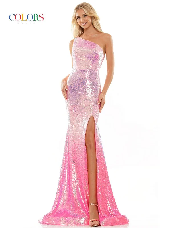 Get More, Spend Less – Shop Now!Colors 2984 Long One Shoulder Fitted Prom Dress