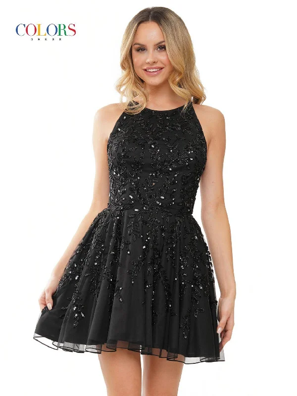 Hot Deals You Can’t Resist!Colors 3069 Homecoming Halter Short Cocktail Dress
