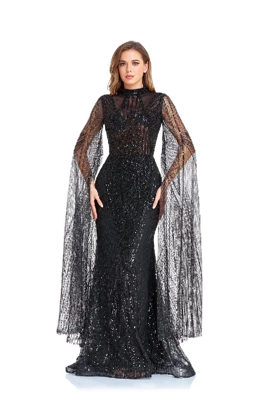Limited Deals, Unlimited Savings!High Couture NR2260 Long Sleeve Formal Cape Dress