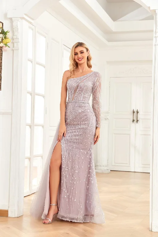Amazing Prices You Can’t Resist!High Couture NR2266 Long One Shoulder Formal Beaded Prom Dress