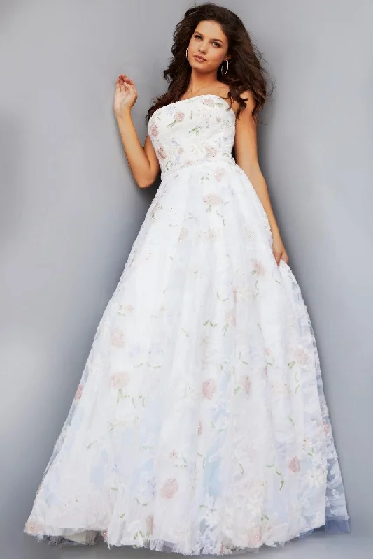 Instant Savings Await!Jovani 07966 Prom Long Strapless Floral Ball Gown