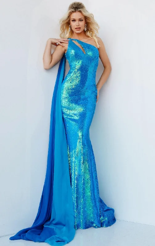 Save Like Never Before!Jovani 08012 Prom One Shoulder Fitted Formal Dress