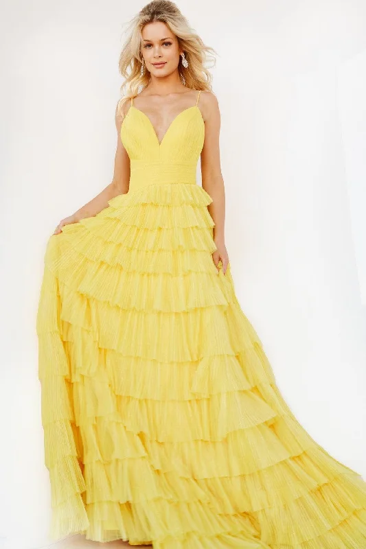 Sale Alert – Get Ready to Shop!Jovani 08480 Long Tiered Skirt Prom Ball Gown