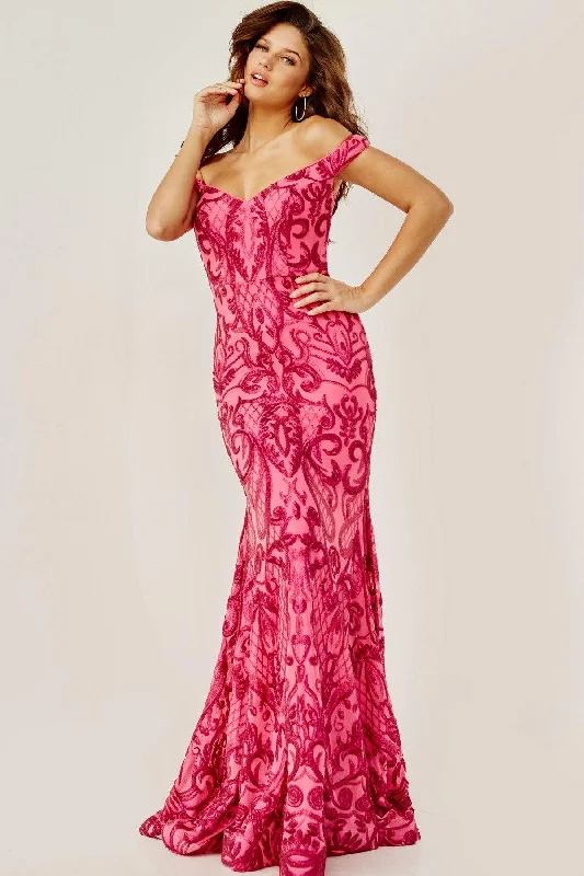 Save More with Every Purchase!Jovani 08647 Long Off Shoulder Fitted Prom Dress