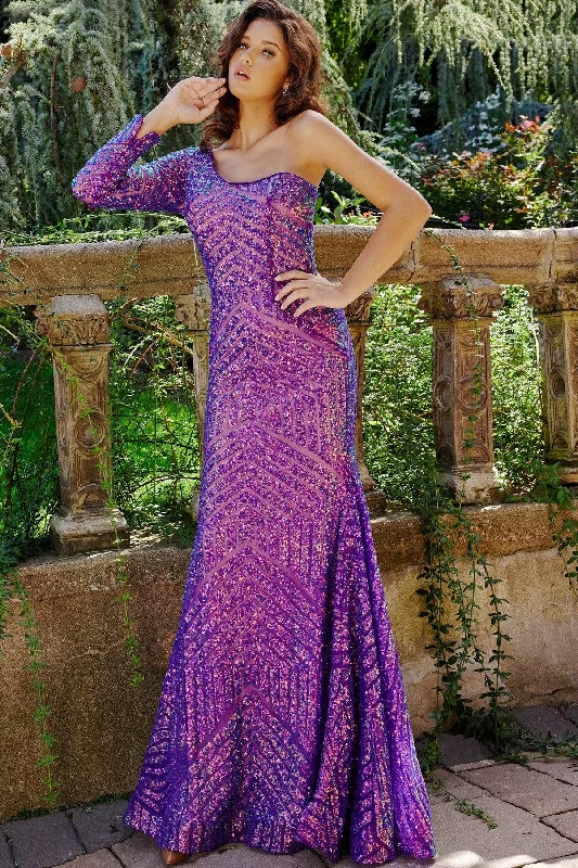 Amazing Prices You Can’t Resist!Jovani 24098 Long One Shoulder Mermaid Prom Gown