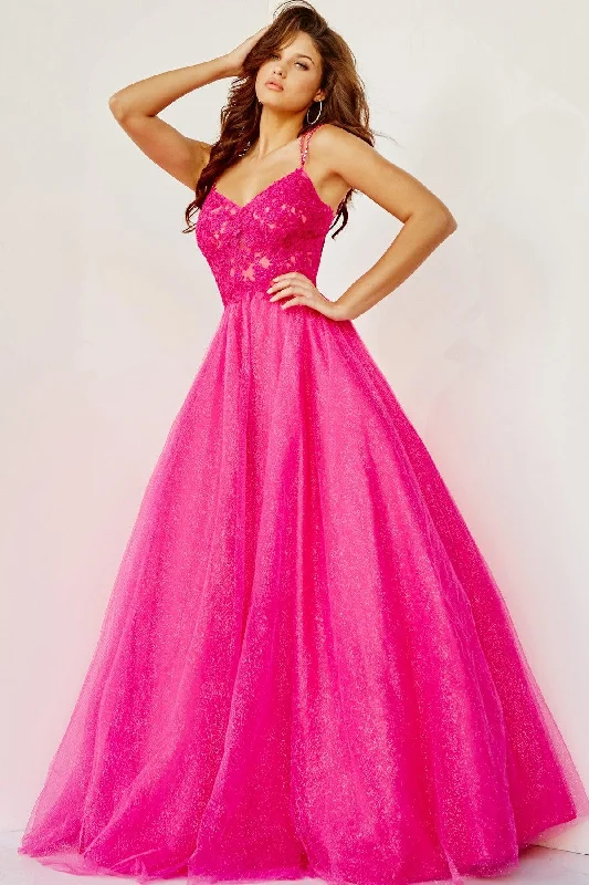 The Best Deals Won’t Wait!Jovani 67051 Prom Long Spaghetti Strap Metallic Ball Gown