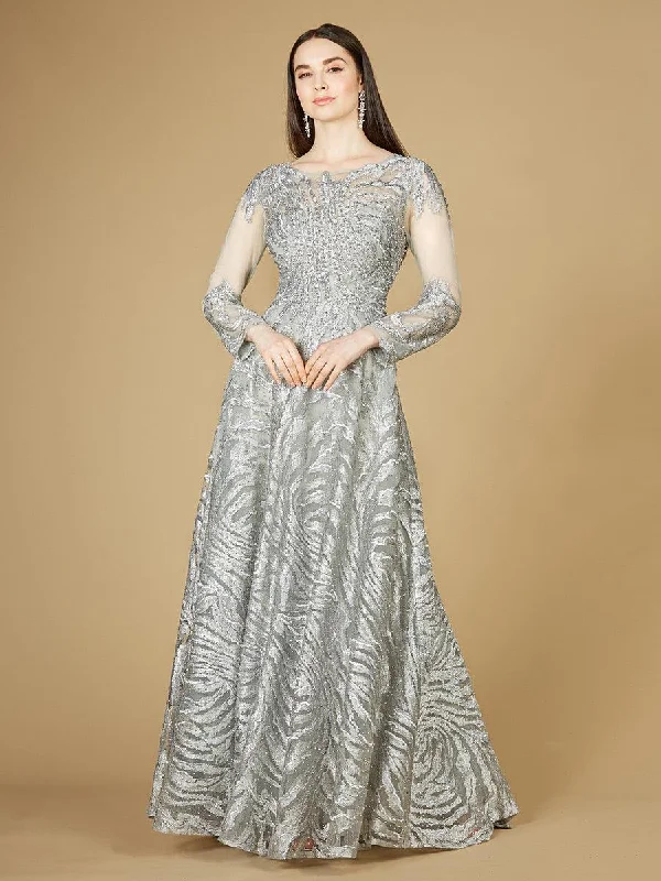 Must-Have Deals Inside!Lara Dresses 29231 Long Sheer Sleeves Formal Dress