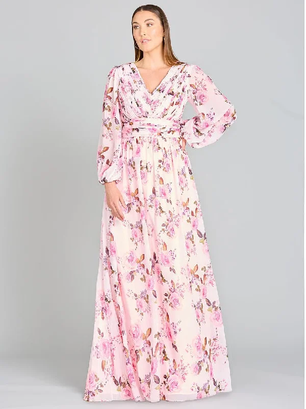 New Discounts Just Dropped!Lara Dresses 29248 Long Sleeve Print Formal Dress