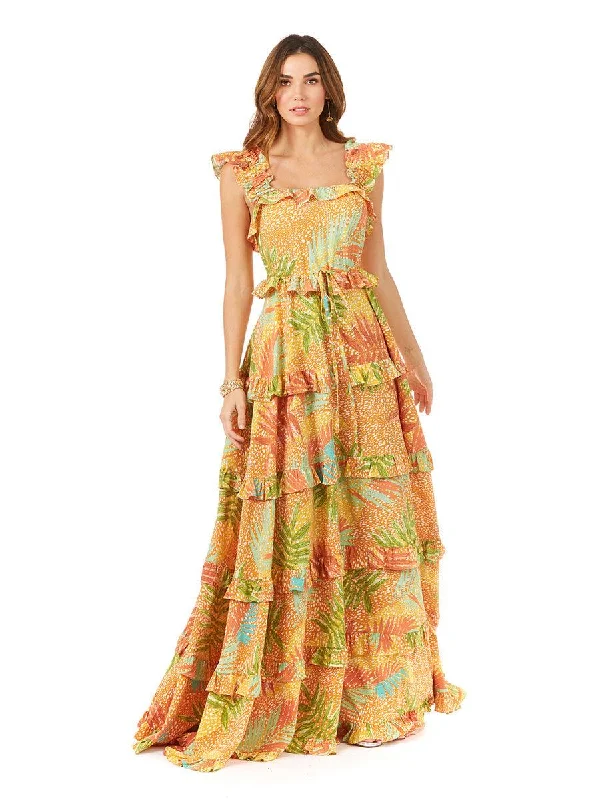 Flash Sale – Act Fast!Lara Dresses 29280 Long Ruflled Printed Formal Dress