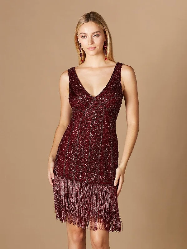 Exclusive Savings This Week!Lara Dresses 29361 Sleeveless Fringe Cocktail Dress