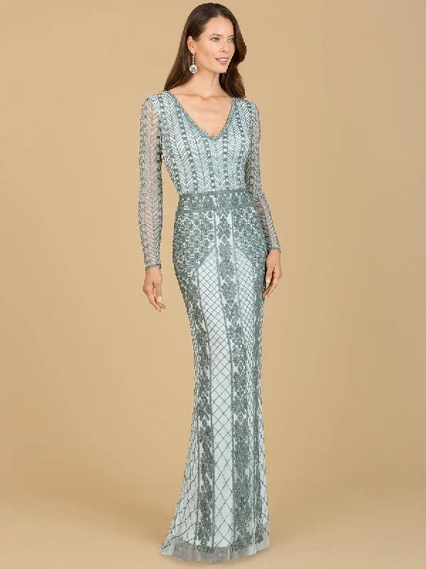 The Best Offers Are Here!Lara Dresses 29365 Long Sleeve Beaded Evening Gown