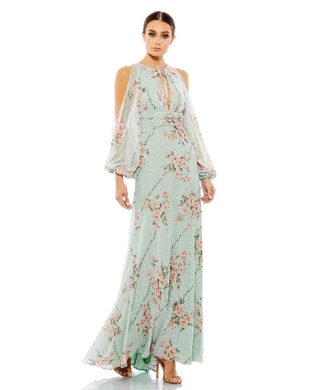 Special Discounts Inside!Mac Duggal 55391 Long Formal Floral Chiffon Prom Dress