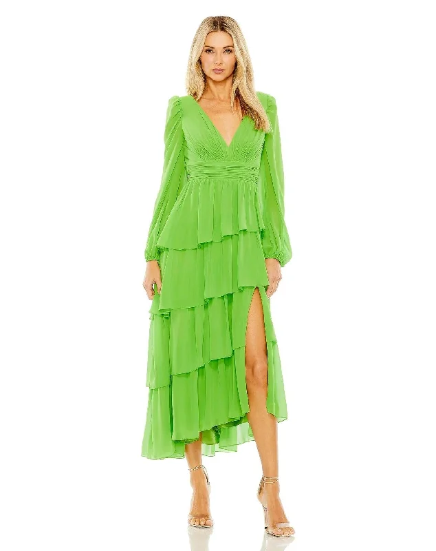 Unbeatable Prices!Mac Duggal 55900 Long Sleeve Chiffon Formal Dress