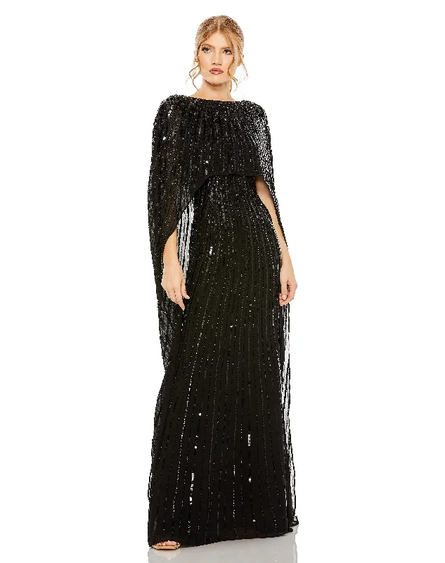 Exclusive Savings This Week!Mac Duggal 93869 Long Cape Sleeve Formal Dress