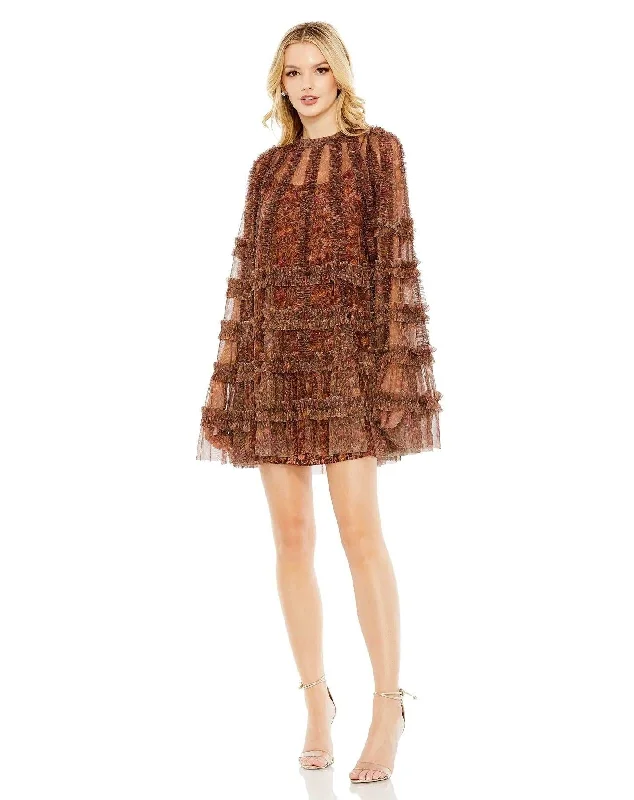 More Discounts, More Joy!Mac Duggal 8007 Long Sleeve Floral Short Dress