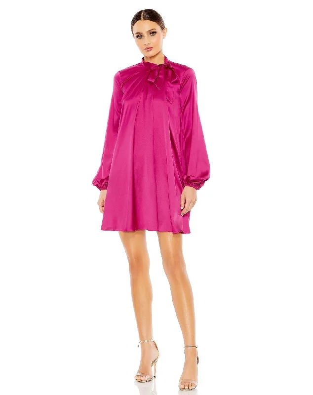 Get More for Less!Mac Duggal 55968 Long Sleeve Satin Cocktail Dress