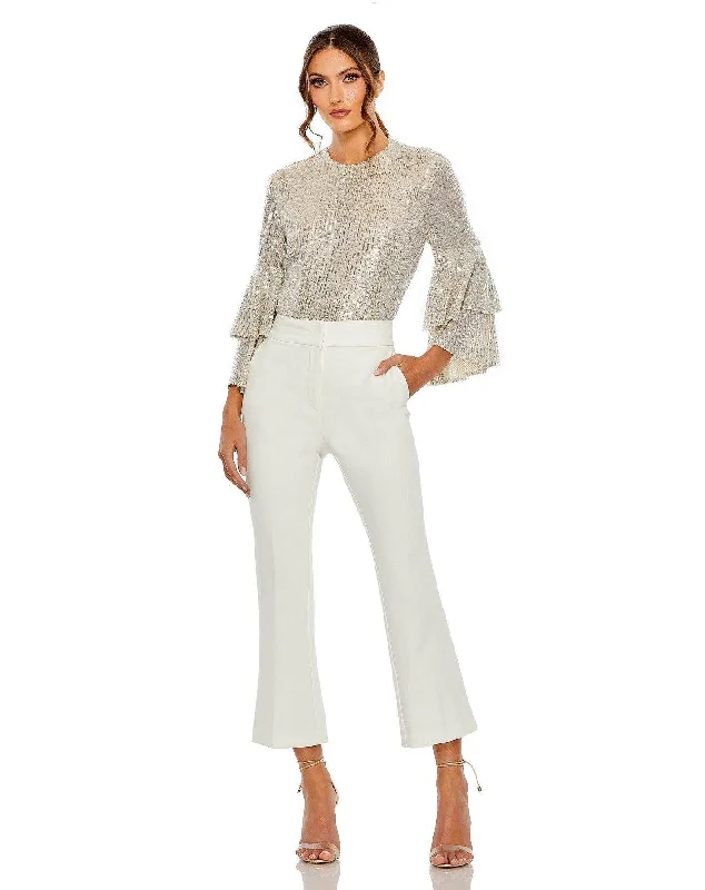 Get Ready to Save!Mac Duggal R26822 Long Sleeve Formal Sequin Top